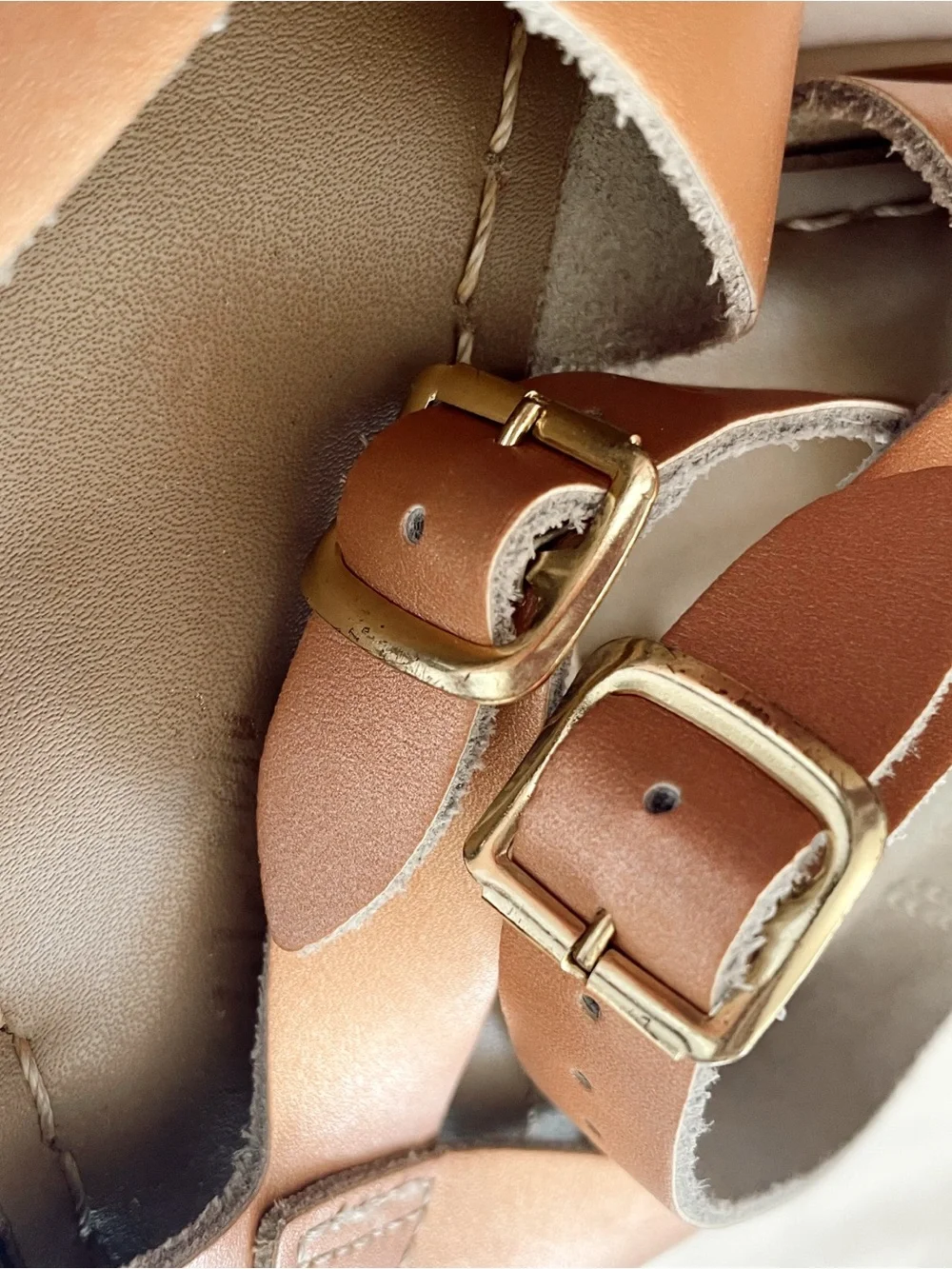 SALT WATER Sandals Hoy Fisherman Rose Gold Leather Buckle Mary Jane Strappy